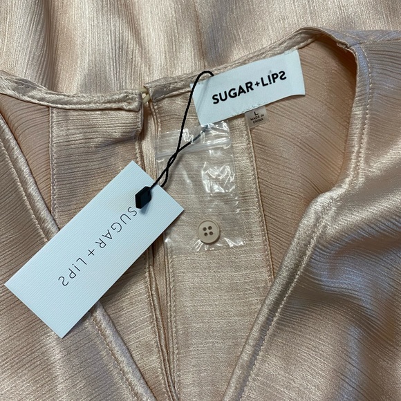 NWT SugarLips Champagne Angel Eyes Satin Mini Dress - Picture 9 of 12